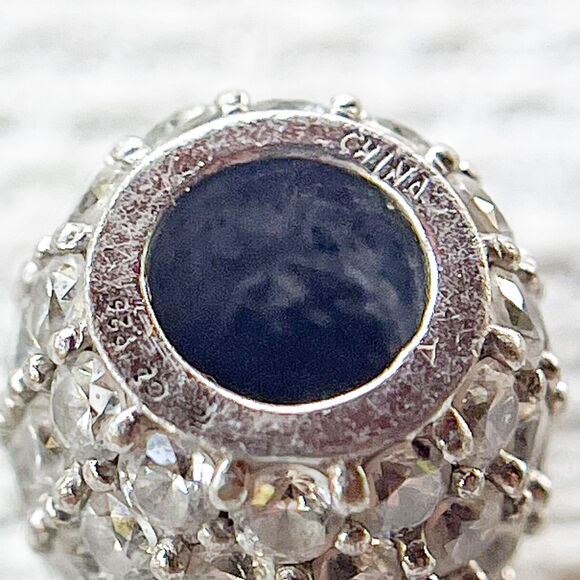 Sterling Silver & CZ Studded Charm Bead - For Chamilia Bracelet - Estate Jewelry - Picture 4 of 7